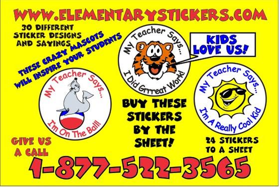 Motivational stickers for elementary school students