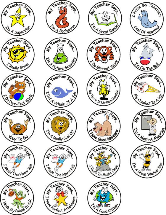 A sheet of sample stock motivational stickers