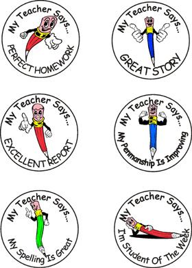 A sheet of sample stock motivational stickers